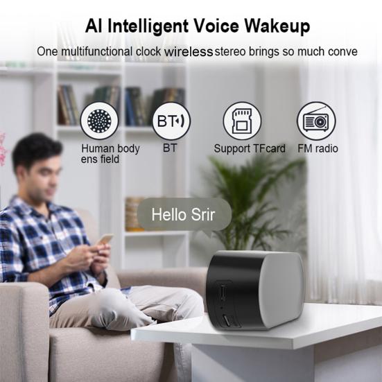 Беспроводной Bluetooth-совместимый динамик Маленький будильник Режим энергосбережения Светодиодный дисплей Беспроводная музыка
