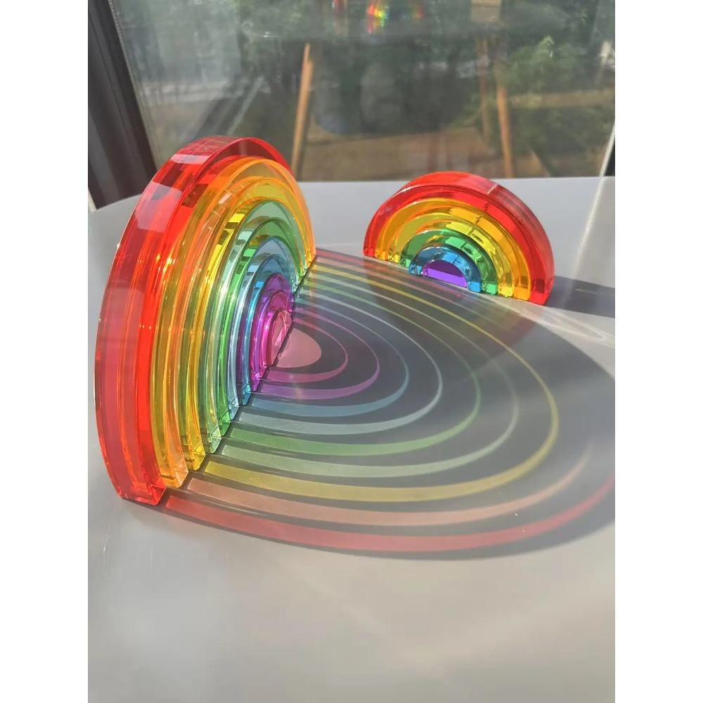 New Design Montessori Toys See Through Rainbow Lucite Stacking Blocks Acrylic HighTransparent for Kids Open Play