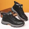 Кожаные походные туфли на меховой подкладке для мужчин. Нескользящие теплые кроссовки на флисовой подкладке. Мужские зимние высокие деловые ботинки. Рабочие ботильоны для мужчин.