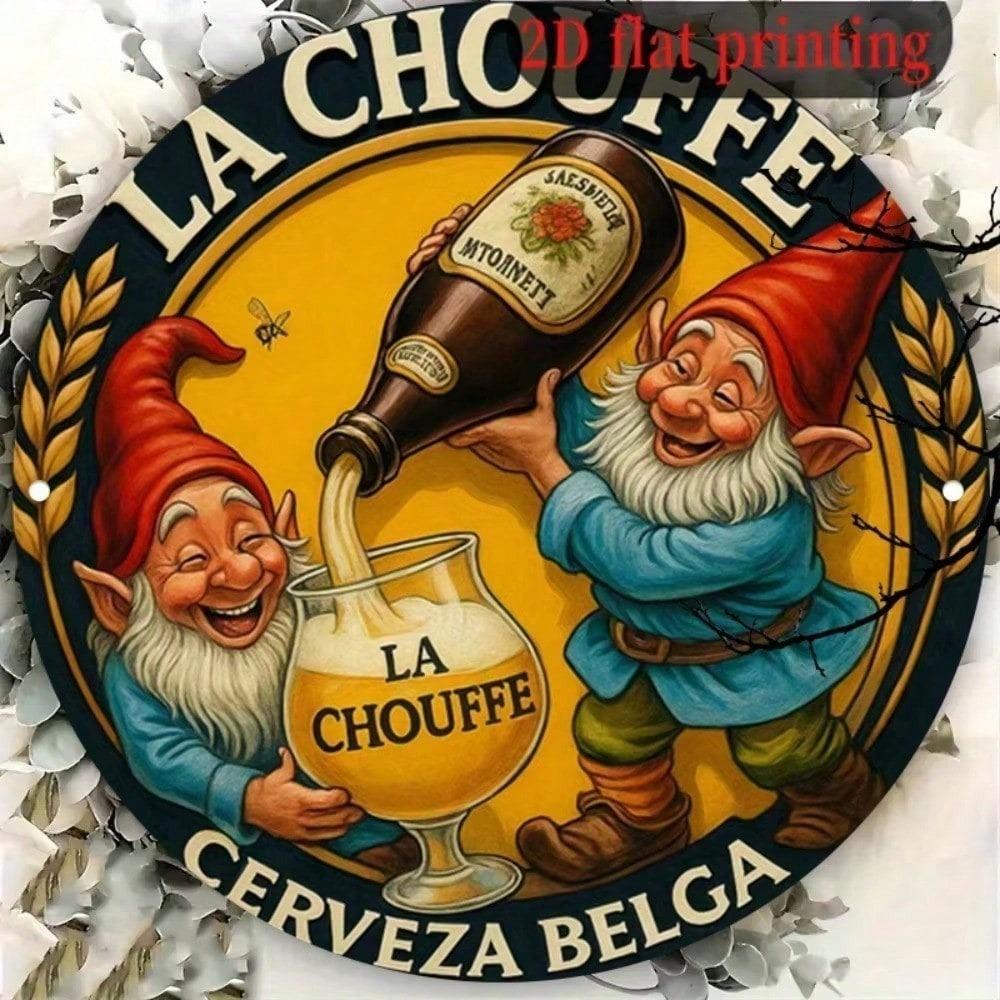 8x8 дюймов La Chouffe Бельгийское Пиво Гном Металлическая Настенная Табличка Ретро Железный Человек Пещера Паб Декор