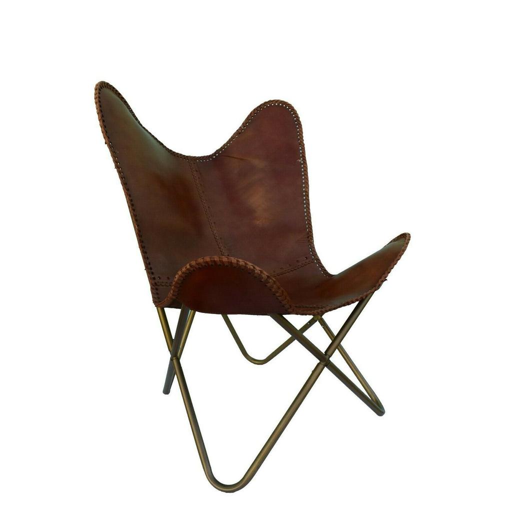 Handmade Leather Chair New Butterfly Chair Industrial Occasional Relax