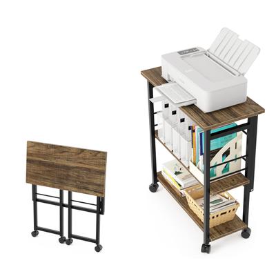 DEWEL Складной стол с хранением Компьютерный 60 см Шириной x 30 см Глубиной x 70 см Легко регулируемая полка Компактный Приставной для принтера для удаленной работы дома Стойка, Стол,