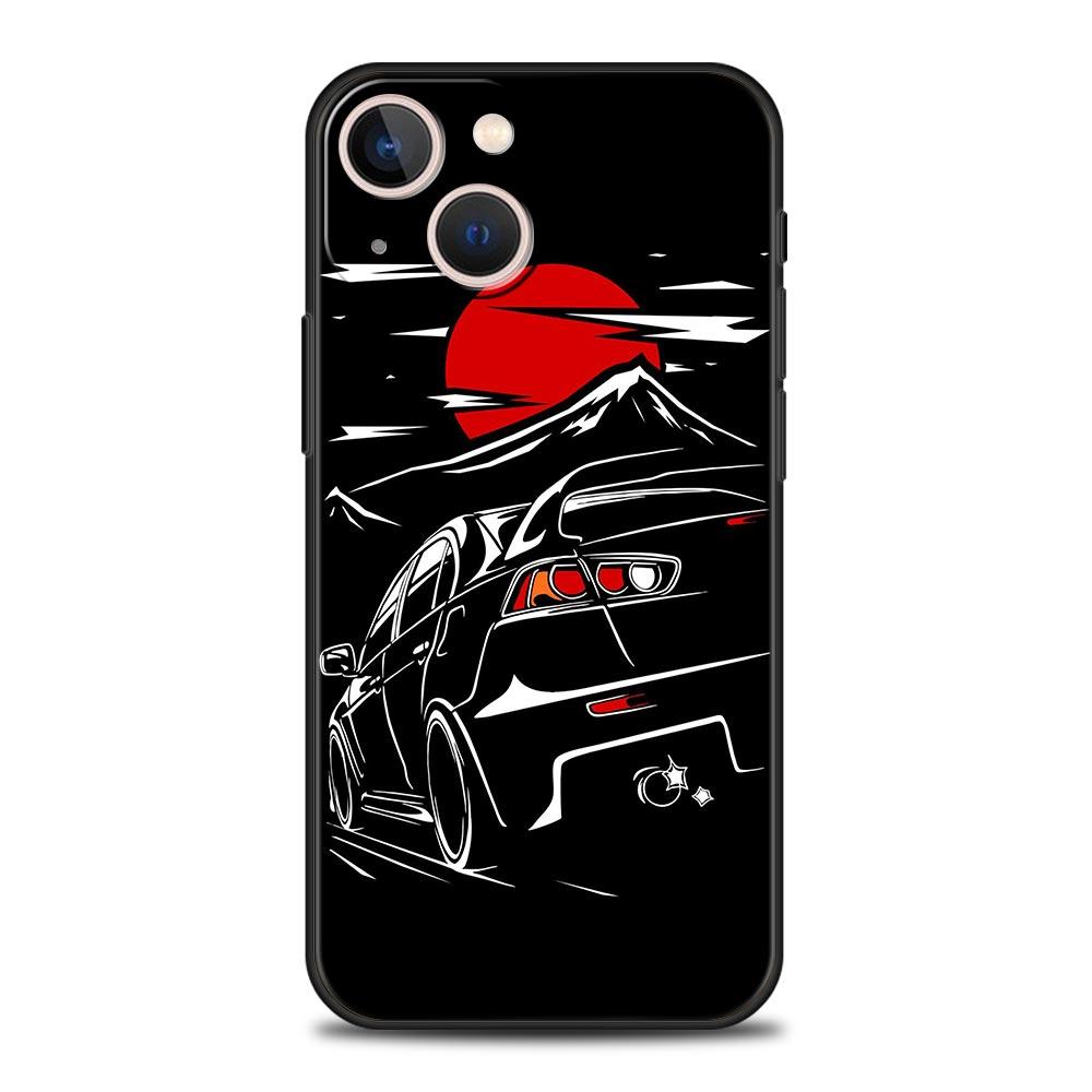 Япония JDM Спортивный автомобиль Чехол для телефона Для iPhone Apple 14 13 Pro Max 12 11 Mini 7 8 Plus XR XS X SE 2020 Чехол-оболочка Черный Coque Funda