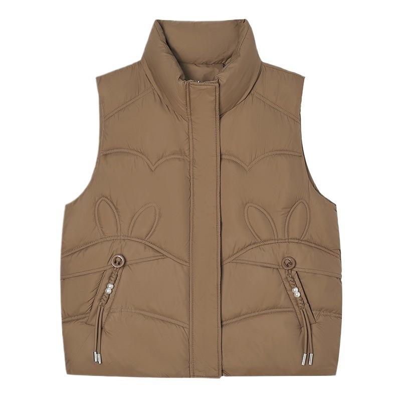 Down Cotton Vest Autumn and Winter New Women's Cotton Vest Loose Stand Collar Vest Sleeveless Cotton Vest