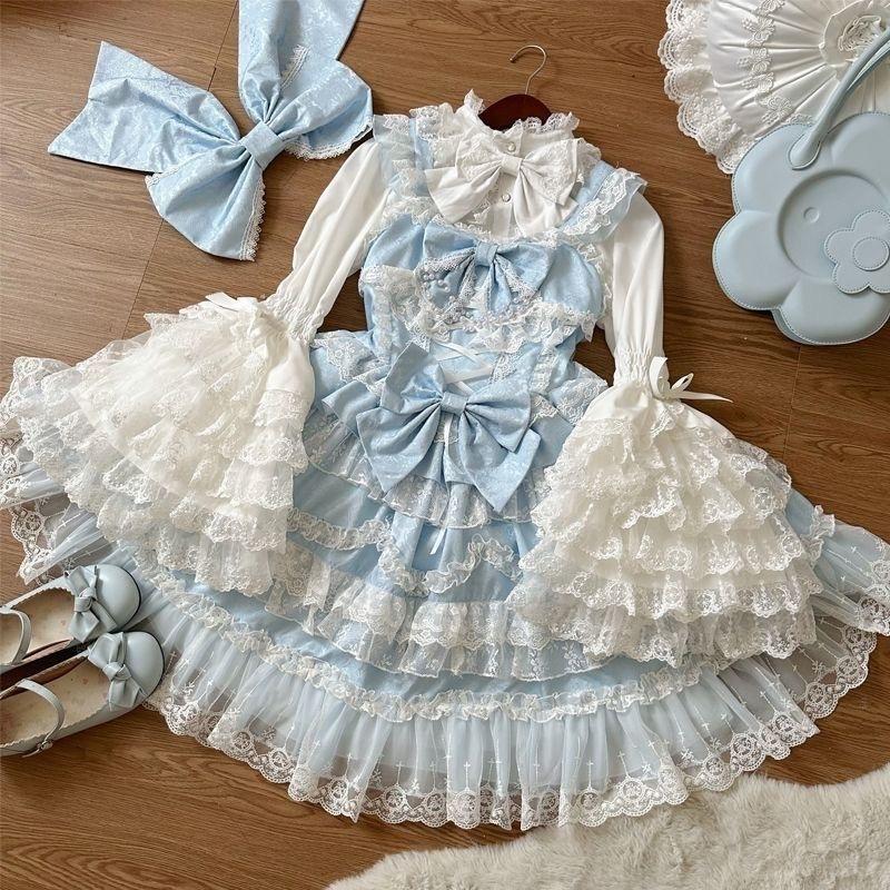 Licaboth Original Design Lolita Lace Puffy Dress Gorgeous Floral Wedding Jsk Suspender Princess Dresses
