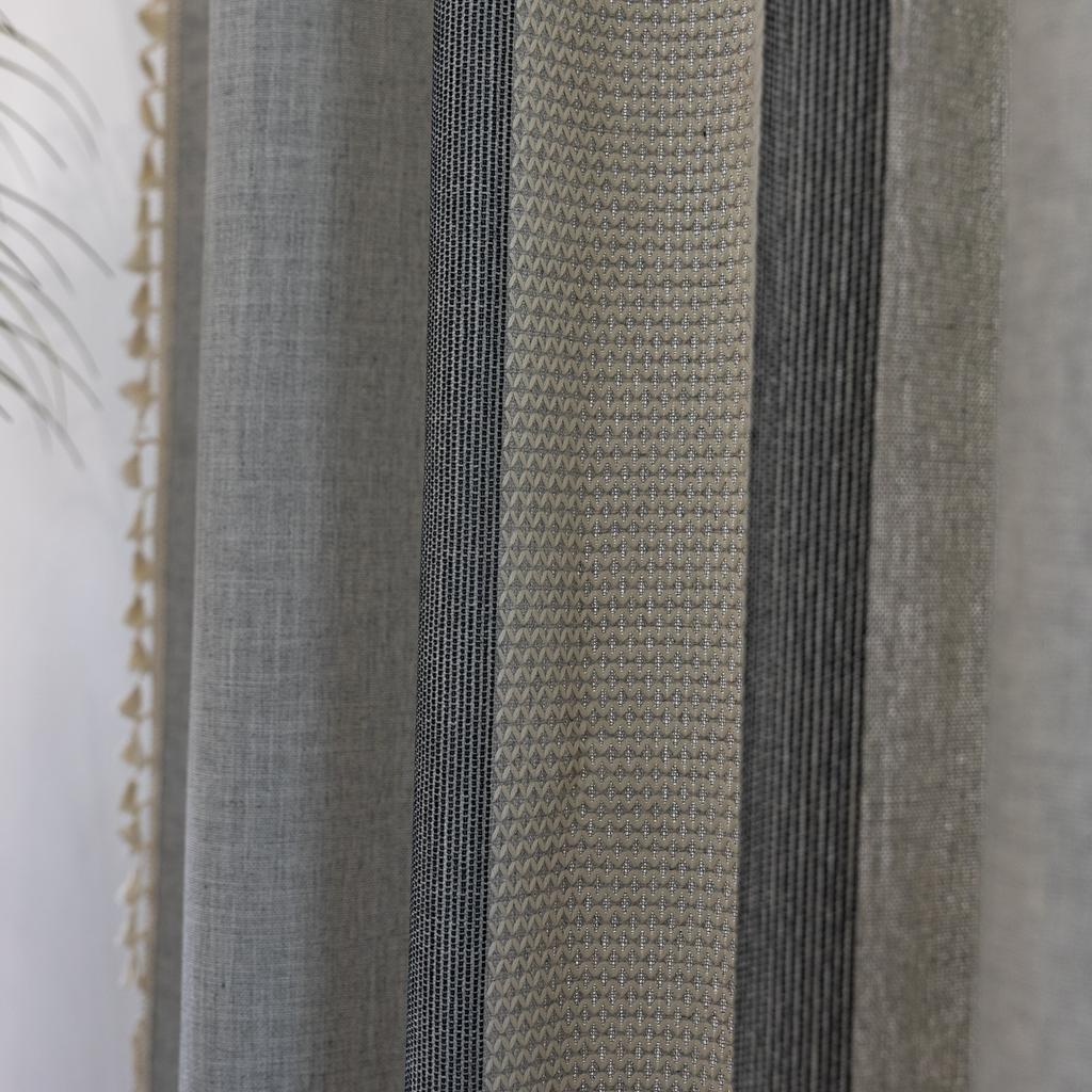 Готовые шторы Американский кантри Гостиная Полузатемняющие Окна Геометрические полосы Кофейные Кухонные шторы