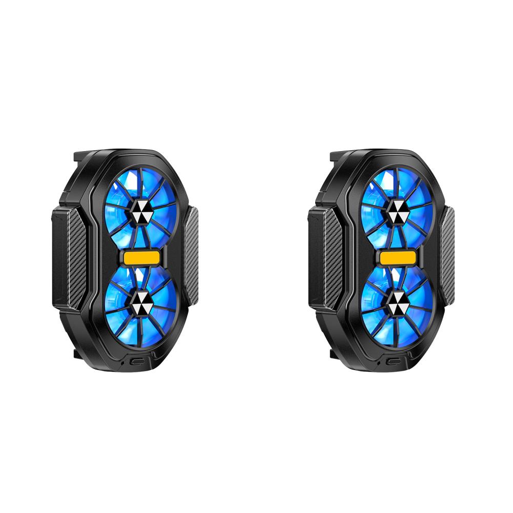 FS01 Dual Fan Plug-in/Rechargeable Mobile Phone Cooler Radiator Long Lasting Stronger Cooling Air Cooling Clip design with Blue