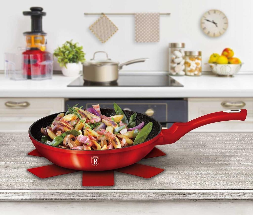 GRANITE FRYING PAN 28cm BERLINGER HAUS BURGUNDY BH-1253