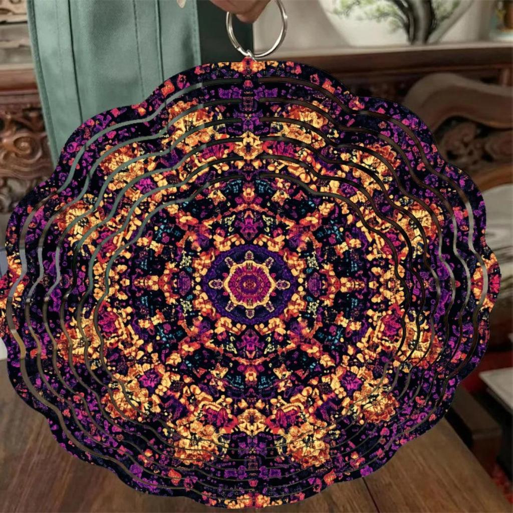 Желтый Цветок Мандалы Металлический Ветряной Спиннер Рождественское Украшение для Сада Двора Патио Уличный Колокольчик Праздничный Подарок Декор на День Благодарения