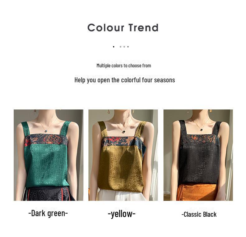 Шелковая кофточка с китайской вышивкой, квадратным воротником и безрукавкой