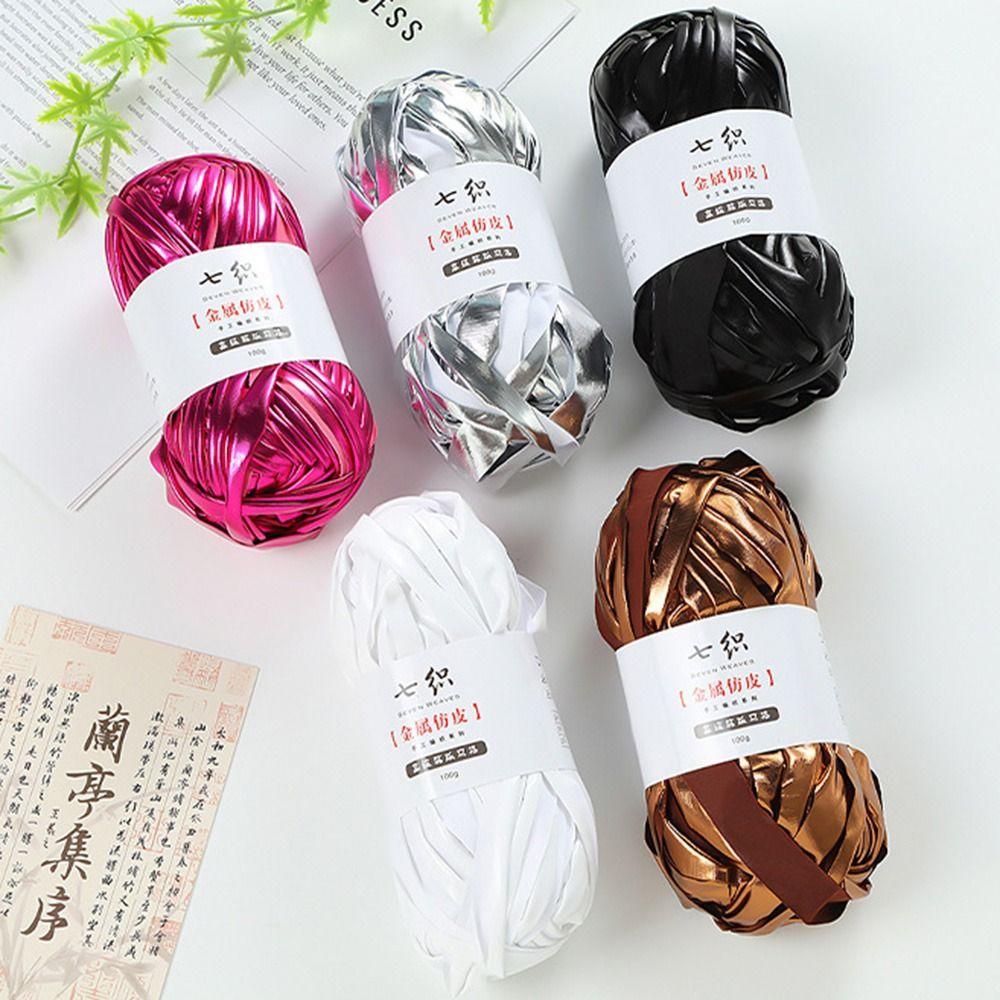 Shiny Faux Leather Yarn Elastic Crochet Yarn Craft Supplies Knitting Yarn Sewing