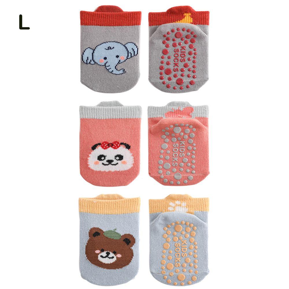 3 Pairs/Set Cartoon Animal Pattern Floor Socks Breathable Kids Step Socks Kids Cotton Socks