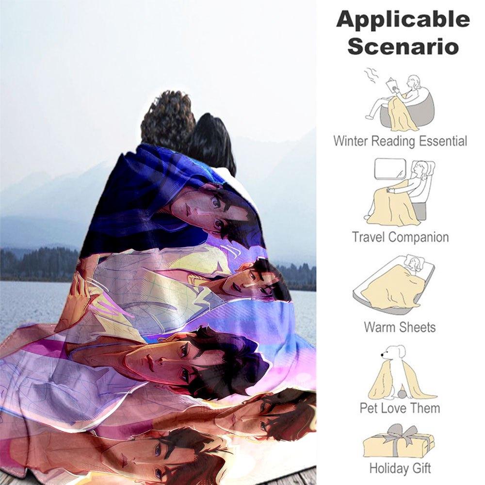 "Vivid Anime Characters Art Print Poster"Blanket Lightweight Flannel Throw Blanket for Sofa, Bed, Travel, Camping, Livingroom, Office, Couch