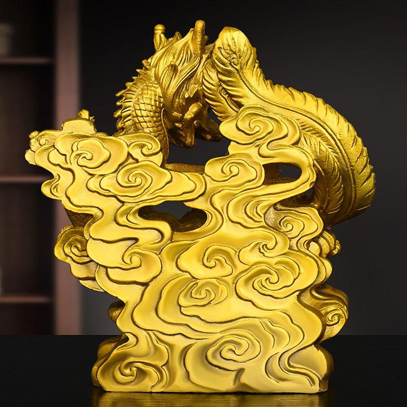 Чистый медный дракон и феникс благоприятные украшения креативный дом гостиная спальня украшение талисман ручной работы