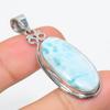 Natural Republic Larimar Gemstone 925 Solid Sterling Silver Gift Pendant 2" N4d66