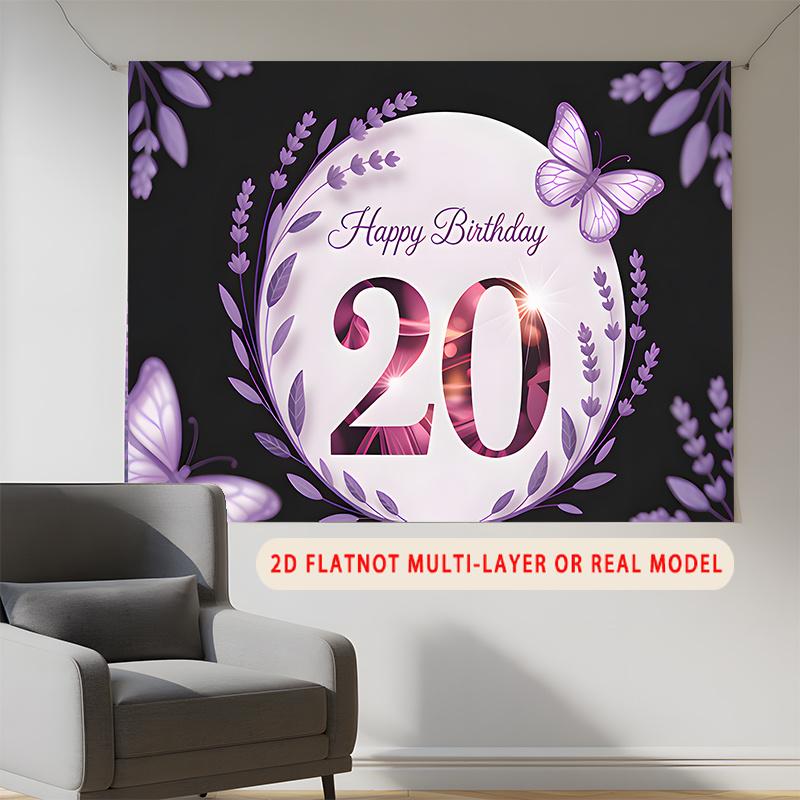Party Backdrop Birthday Butterfly 20Th Photo Booth Background Wall Decor