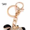 Bag Charm with Lobster Clasp Rhinestone Dog Keychain, Backpack Purse Decoration Keychain Clasp, Golden Plated Puppy Keyring Decorative Pendant