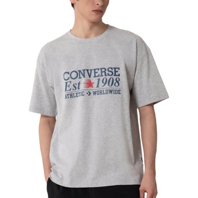Converse T Shirts Men's Gray Crew Neck Moderate MCH687-GHG