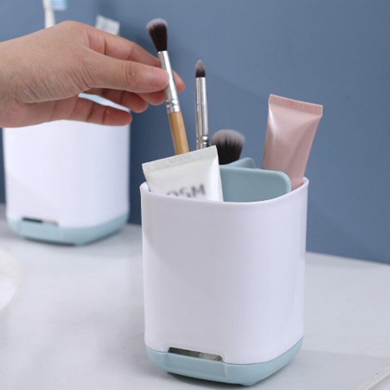 Держатель зубной щетки для ванной комнаты, многофункциональный отсек, сливной стеллаж для хранения, органайзер для косметических туалетных принадлежностей