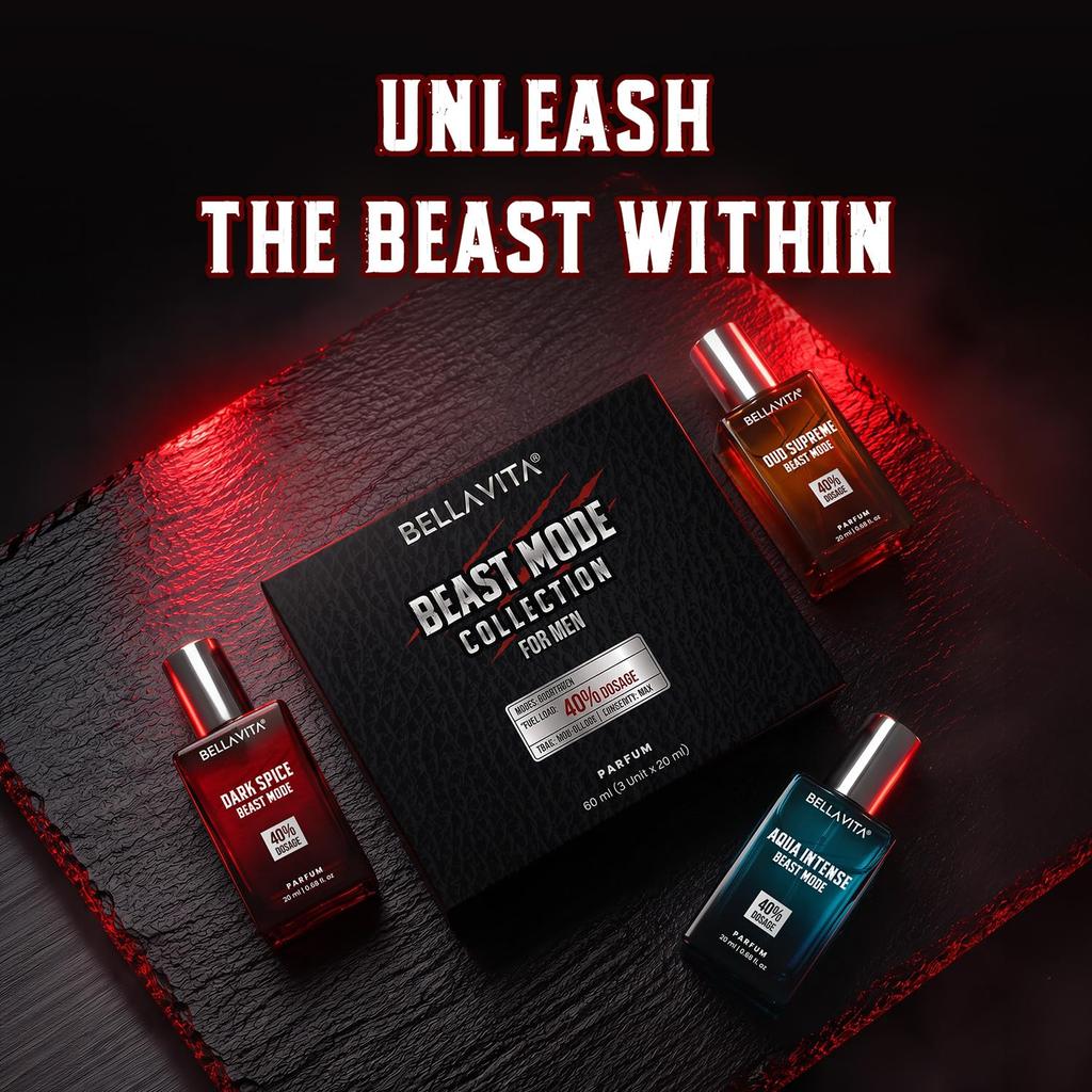 Набор BELLAVITA Коллекция Beast Mode с 40% концентрацией парфюмерного масла | Стойкий | Набор из 3 х 20 мл каждый | Парфюм для Мужчины