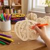 Wooden Shapes for Painting Halloween Pumpkin Craft Kit, 17cm DIY Unfinished Wood Slice Projects Kids, Hollow Cutouts Painting, Fall Themed Art