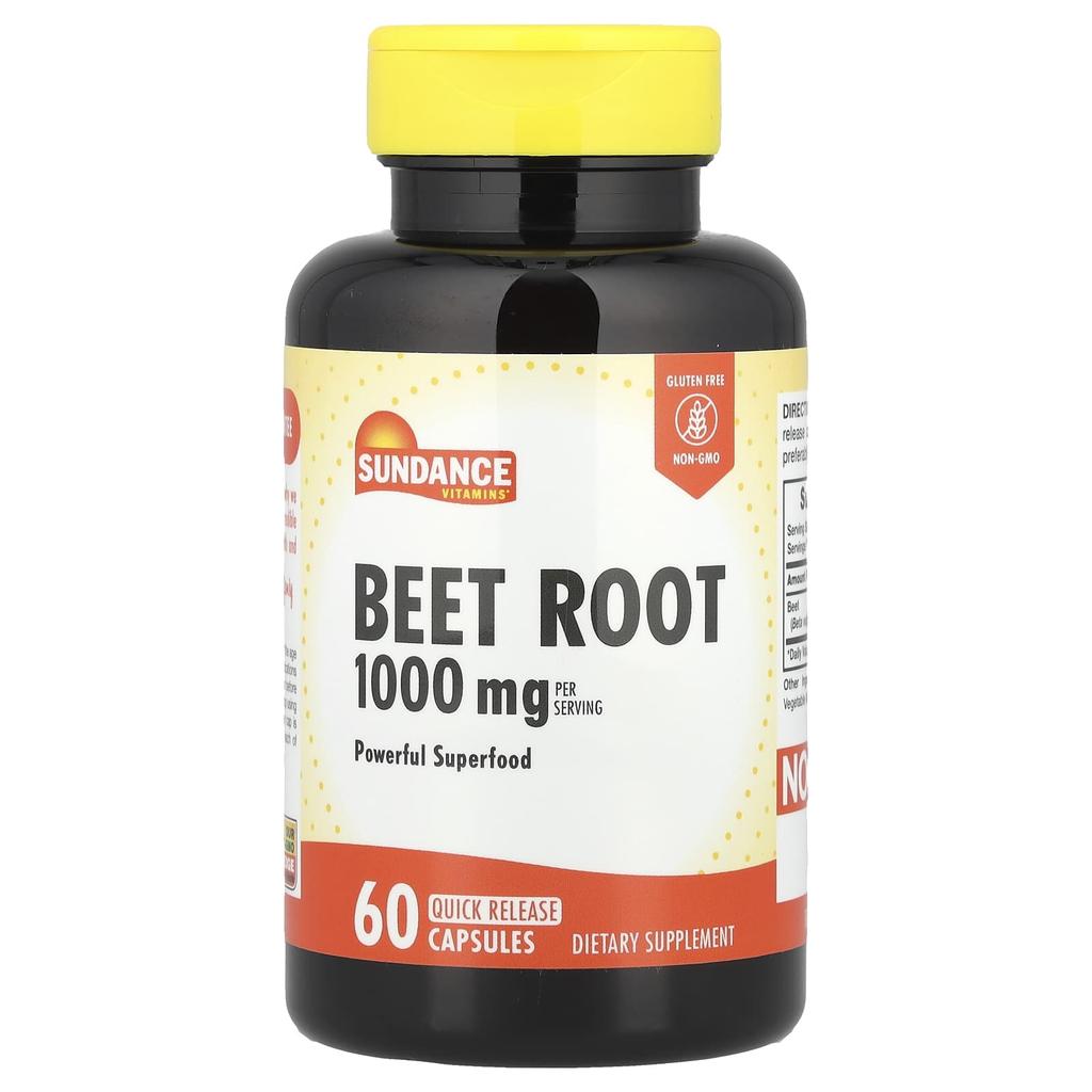 Sundance Vitamins Beet Root, 1,000 Mg, 60 Rapid-Release Capsules (500 Mg Per Capsule)
