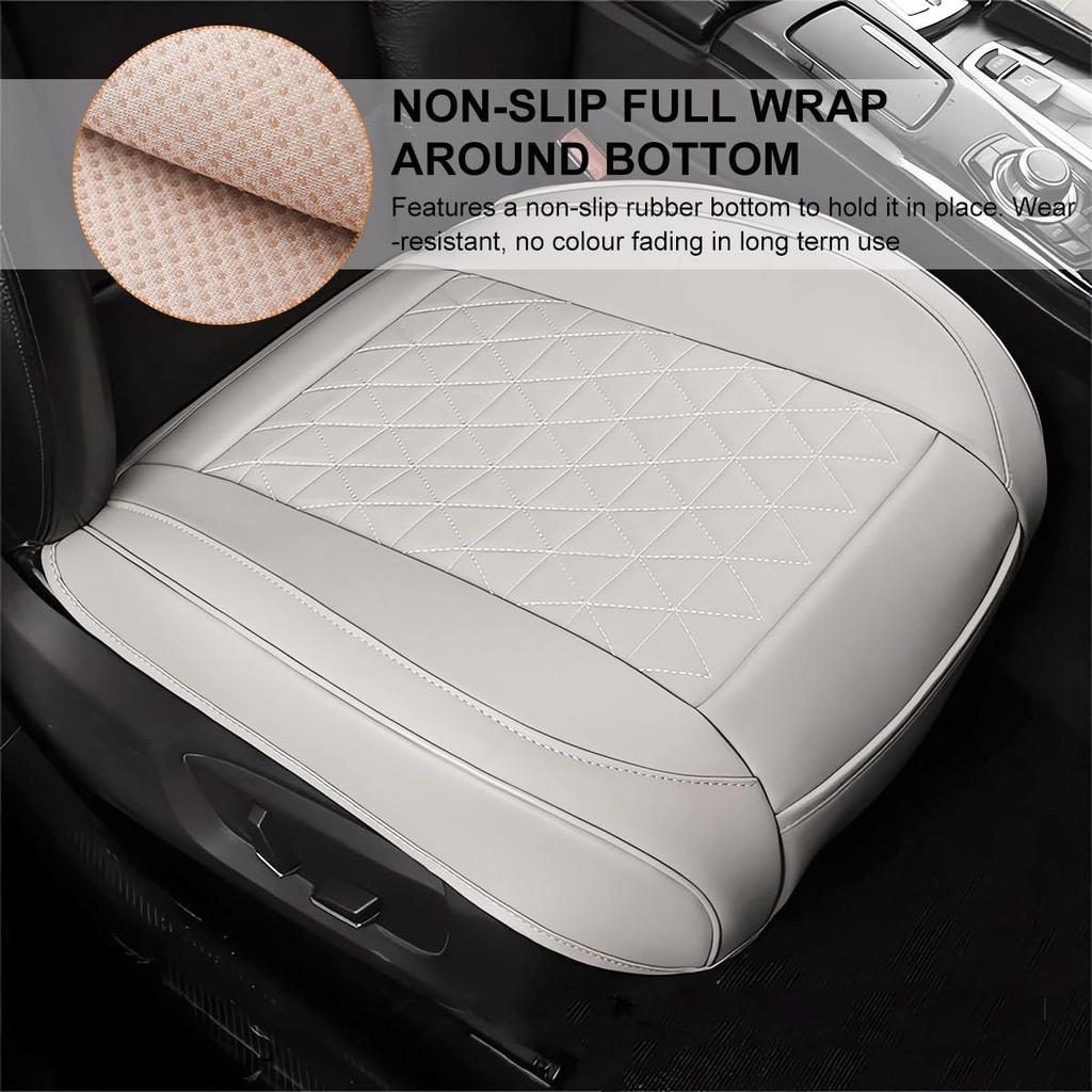 Augeny Car Front Bottom Seat Cover, Leather Auto Front Seat Full Wrap Protection Cushion, Anti-Slip Seat Cover Pad Fit for 95% Vehicles, Universal