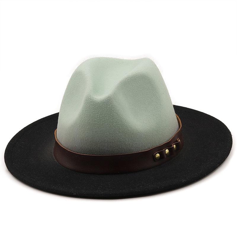 Simple Women Men Wool Vintage Trilby Felt Fedora Hat With Wide Brim Gentleman Elegant Gradient Color For Lady Winter Jazz Caps