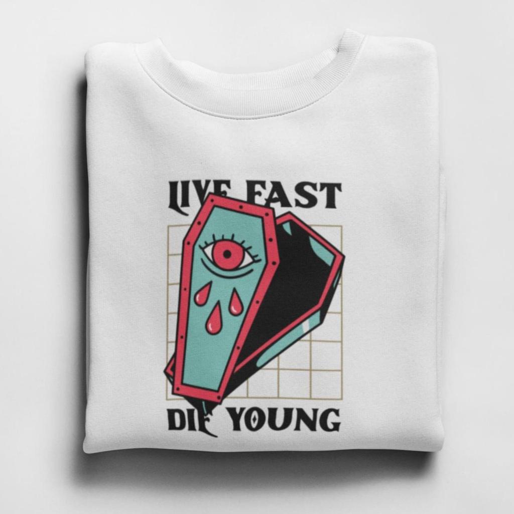 Live Fast Die Young Tattoo T-shirt: Retro Unisex Cotton Tee