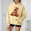 Women's Casual Comfortable Long-Sleeved Christmas Letter-Printed Warm Hooded Crew-Neck Sweatshirt