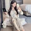 Pajamas women's spring new ice silk threaded v-neck cartoon Mickey loose cute loungewear