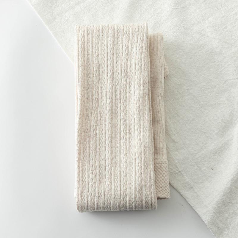 "High Waist Striped Knitted Leggings: Women's Thick White Tights for Spring & Autumn"