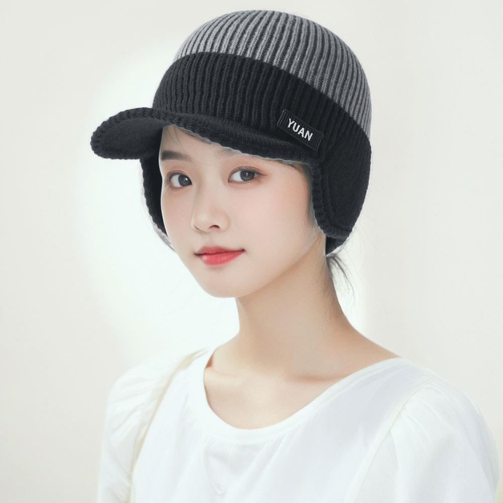 Outdoor Knit Baseball Cap Fashion Ear Protection Dad Hat Dual Tone Thicken Men's Winter Hat Thermal Sports Cycling Beanie Hat