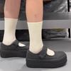 Soft Leather Version Versatile Fashion Velcro Platform Casual Shoes Women's 2024 Winter New Retro Thin Mary Jane Shoes