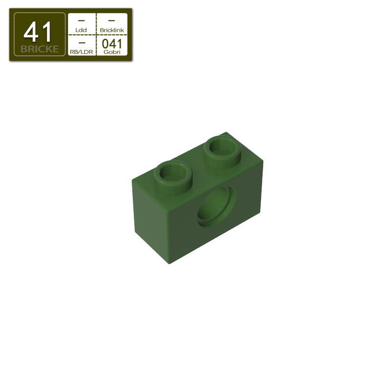 BRICKE 1x2 Brick with Hole - Compatible with Lego, MOC Loose Parts, Small Particle Building Blocks