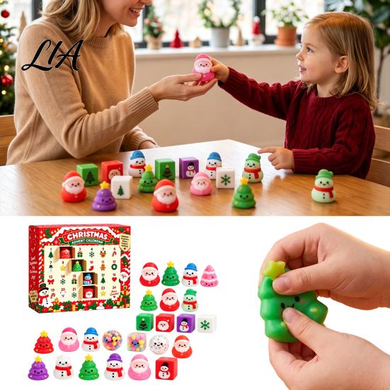 Childrens Holiday Rewards Christmas Squeeze Advent Calendar 2026, 24 Days Mini Slow Rising Fidget Party Favors Toys Countdown Calendar, Sensory Stress