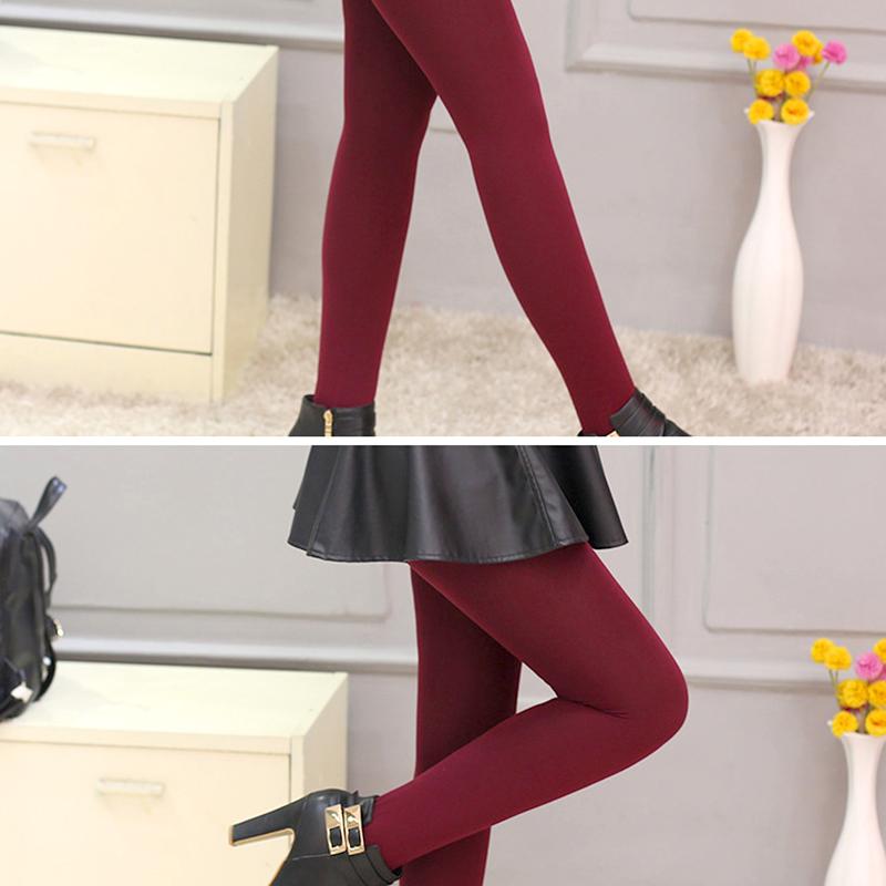 1 пара женских термоколготок на всю стопу, теплые, однотонные, зимние, из полиэфирного волокна, с толстым флисовым подкладом, женские длинные брюки