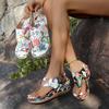 Fashion Printed Herringbone Sandals for Women In The Summer of 2025 Plus Plus Size, with A Strap and Wedge Heel Sandals for Women