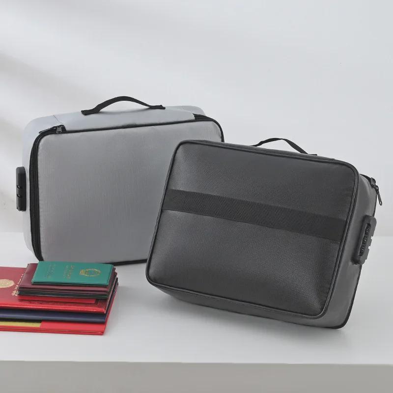 Большая огнестойкая и водонепроницаемая сумка для хранения дорожных документов - безопасный органайзер для паспортов и файлов