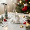 Quiet Healing Style Ornaments 3D Printed Deer Figurine, White Sitting Stag Sculpture with Antlers, Holiday Desktop Decorations Minimalist Christmas