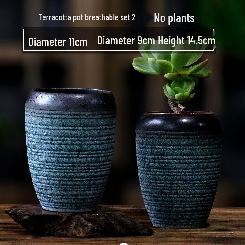 Succulent Ceramic Stump Pot: Retro Terracotta, Breathable & Water-Absorbing, Creative Small Flower Planter