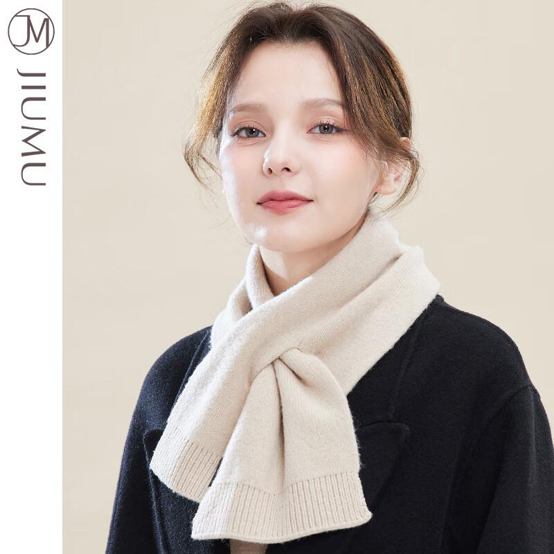 JIUMU Women's Pure Wool Cross-Knit Scarf