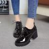 Autumn Winter Women Pumps Pointed High Heel Women's Shoes Thick Heel Lace-up  Patent Leather Women High Heels Boots 889