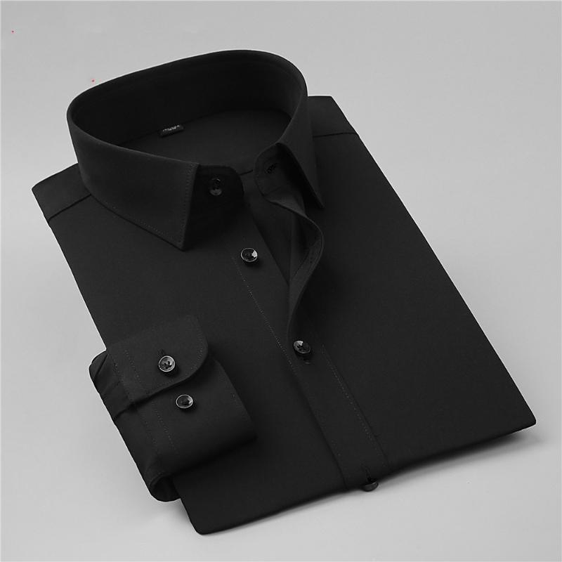 Men's Long-sleeved White Shirt Business Professional Suit Hairdresser Markless Black Shirt