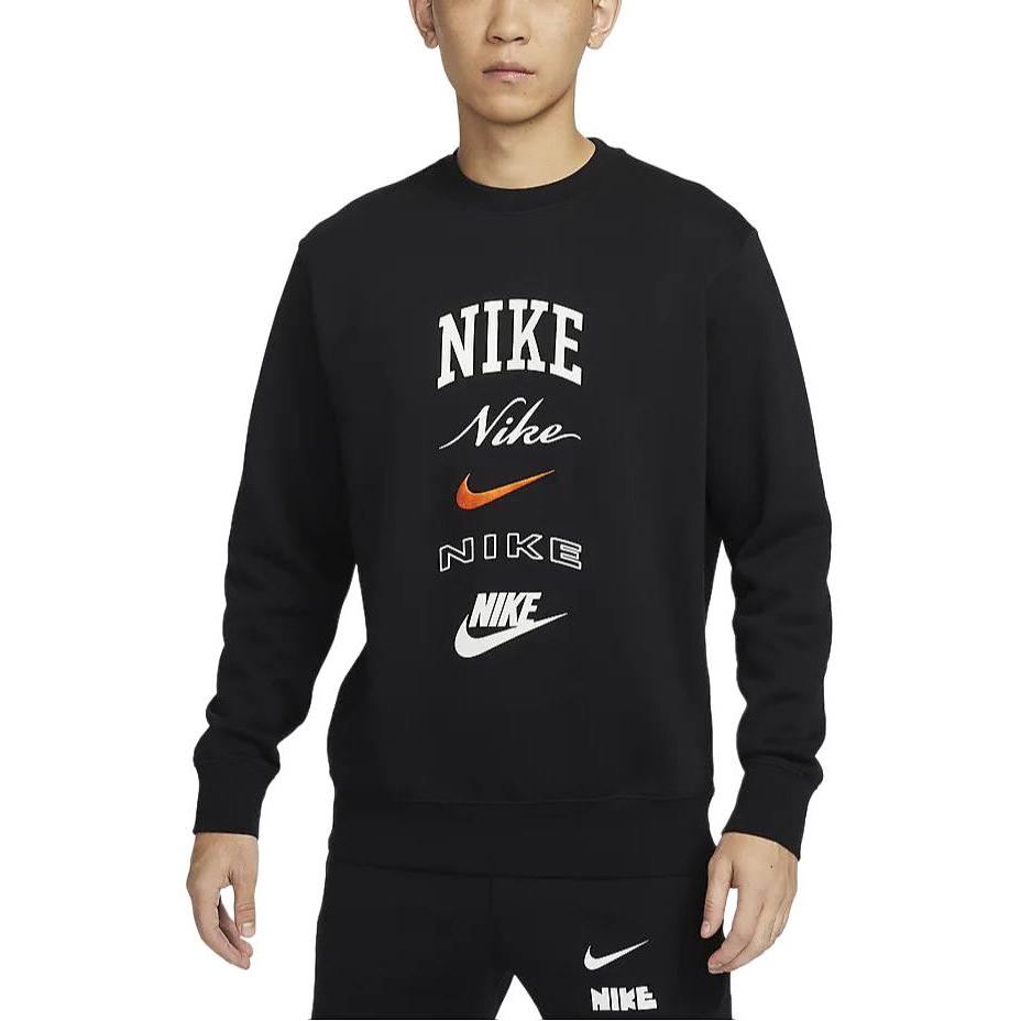 Nike Клубный флисовый свитшот с круглым вырезом и графическим принтом, мужские топы, черный FN2611-010