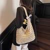Вязаная сумка большой вместимости женская новая пляжная соломенная сумка, универсальная сумка-тоут через плечо для поездок на работу