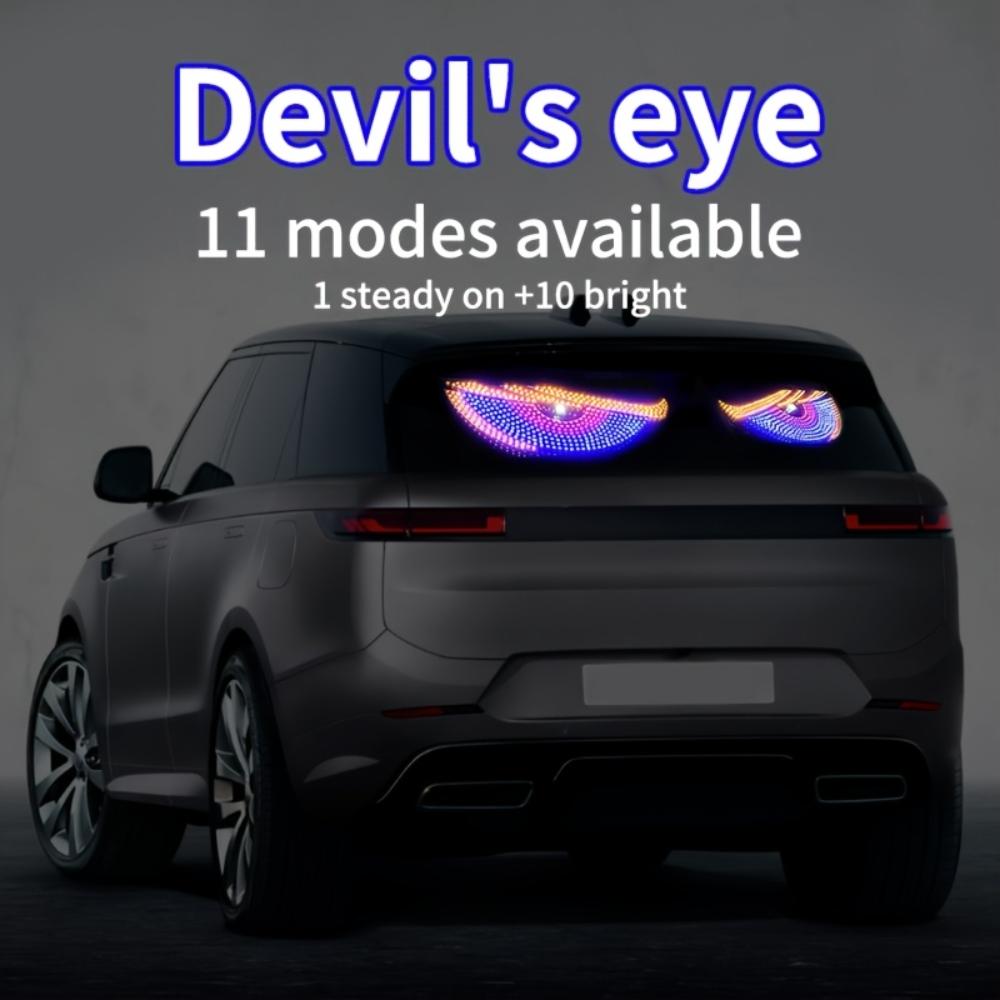 2-Piece Devil's Eye Car LED Light, Truck Devil's Eye Light USB Powered Decorative Light, No Wired Ambient Light, Cool Vehicle Display Light