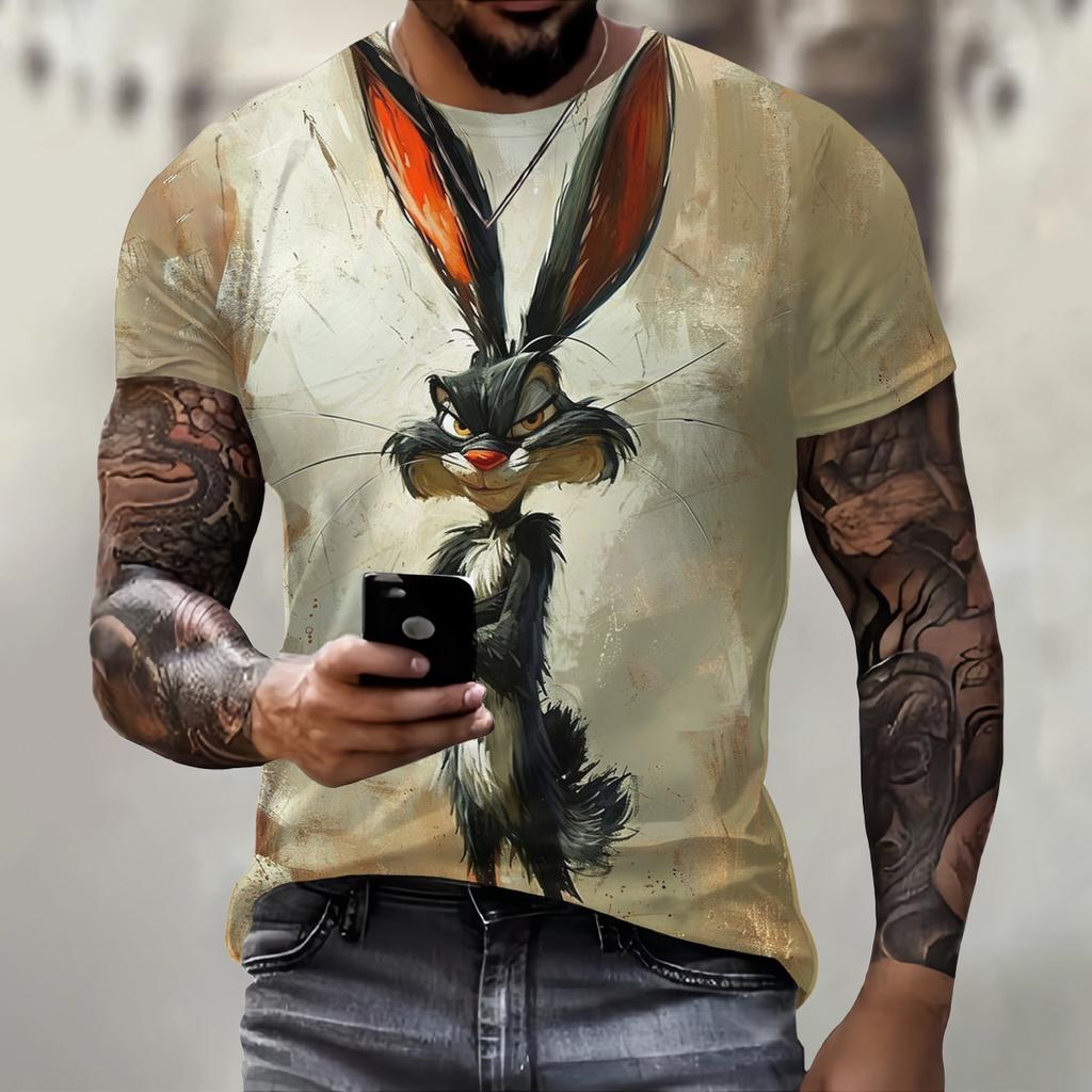 Funny 3D Animal Print T Shirt For Men Street Trend Hip Hop Clothing Casual O-neck Short Sleeve T-Shirt Fashion Loose Summer Tops