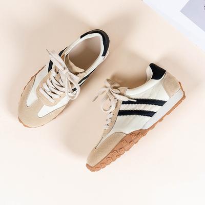 Ретро универсальные кроссовки на толстой подошве в цветовой гамме, женские, для увеличения роста, весенние новые повседневные туфли