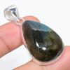 Natural Labradorite Gemstone Handmade 925 Sterling Silver Pendant 1.89" M2Y10